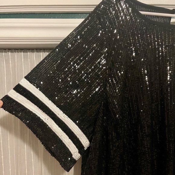 Abbey Blouse - Sequin Football Stripe Black - Picture 2 of 6
